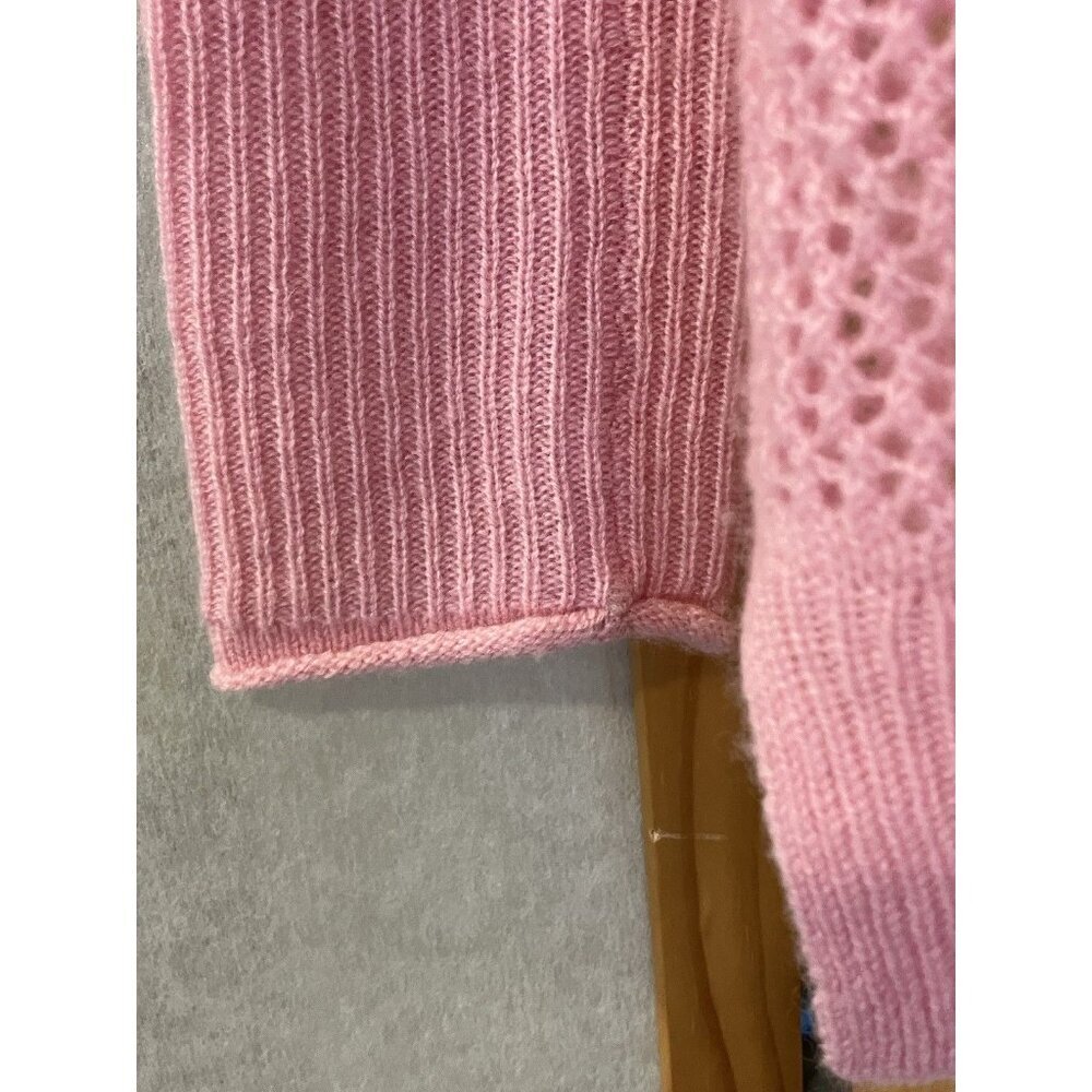 J Mclaughlin Pink Cashmere L/S Sweater XS Open Weave, Beach Preppy - Picture 7 of 8